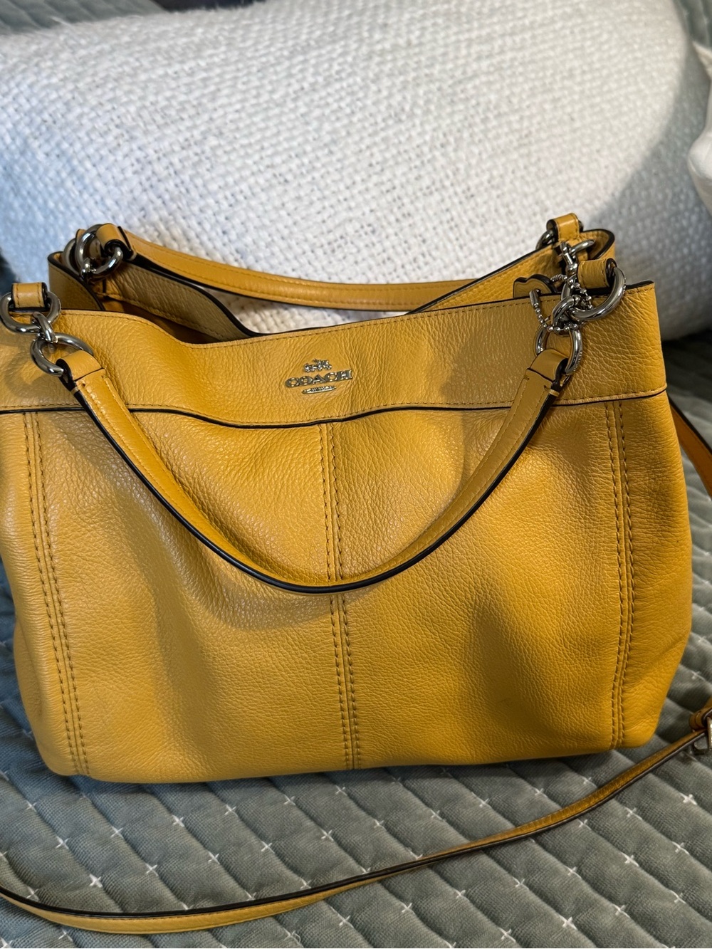 Coach Lexy Pebbled Leather Shoulder Bag in Mustard